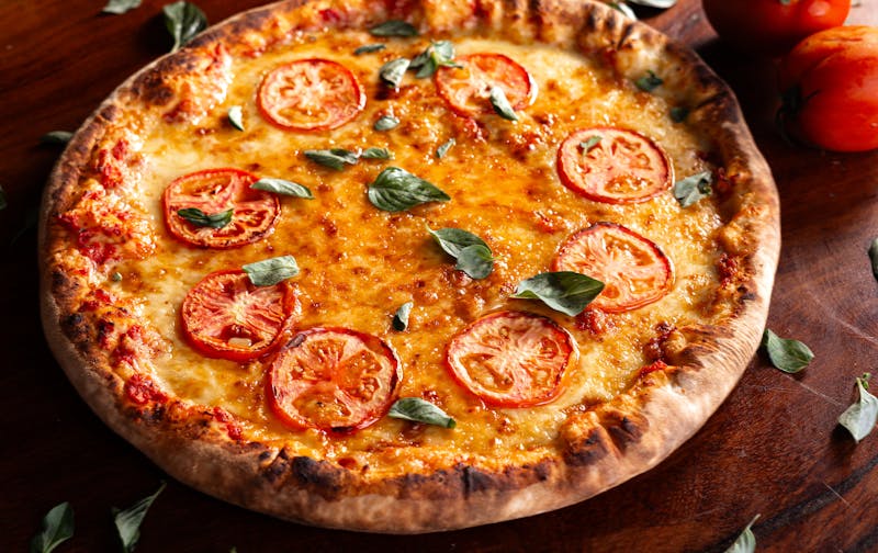 Margherita Classic Detroit-style pizza with fresh tomato and basil