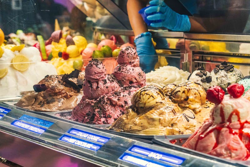 Gelato dessert selection at Via 313